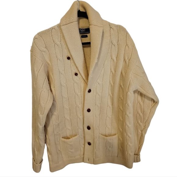 RALPH LAUREN Wool Shawl Collar Cardigan -  Size Large - Picture 1 of 8